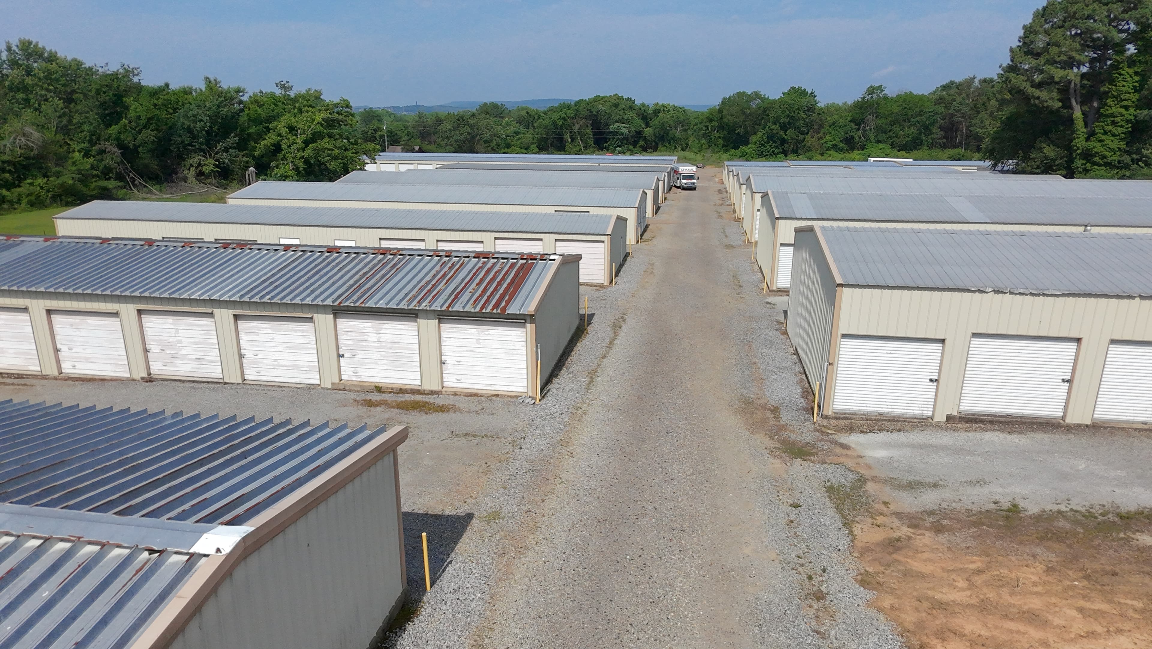 Aerial view of 59 Mini Storage units in Van Buren, AR